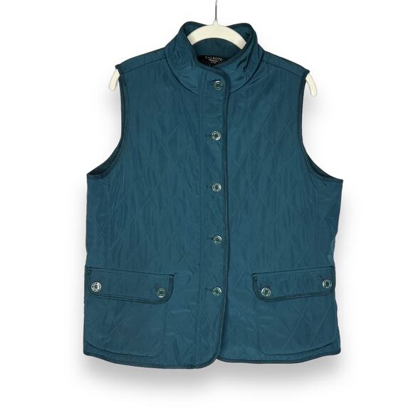 Talbots Teal Quilted Button Down Vest Petite Size large - Picture 1 of 7